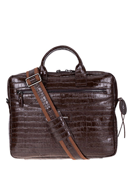 Mocha Croco Brown Leather 13-14'' MacBook Laptop Bag