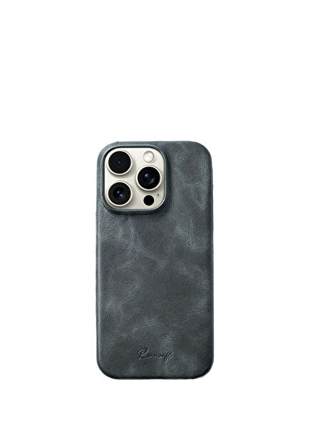 iPhone 16 Pro Max Logo Detaylı Zümrüt Yeşili Deri Telefon Kılıfı