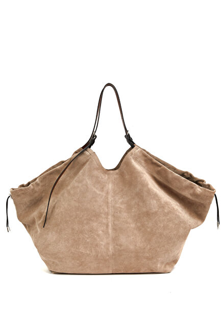 Vertical Bej Kadın Deri Çanta