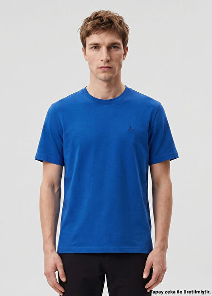 Relaxed Fit Sax Blue Basic T-Shirt