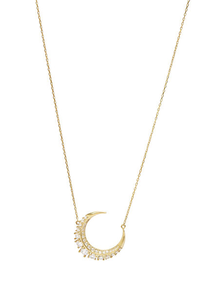 Moon Figured 925 Sterling Silver Women's Necklace