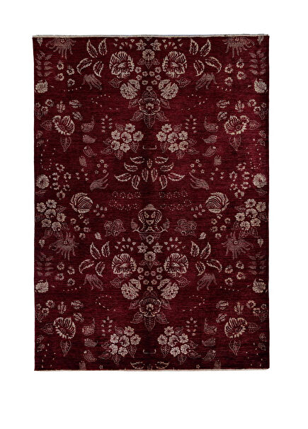 Crimoria Hand-Woven Wool and Silk Carpet 243 x 177 cm