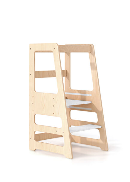 Beyaz Ahşap Ayarlanabilir Öğrenme Kulesi