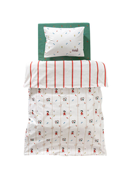  Heidi Desenli %100 Pamuk Bebek Çocuk Nevresim Takımı 100 x 150 cm