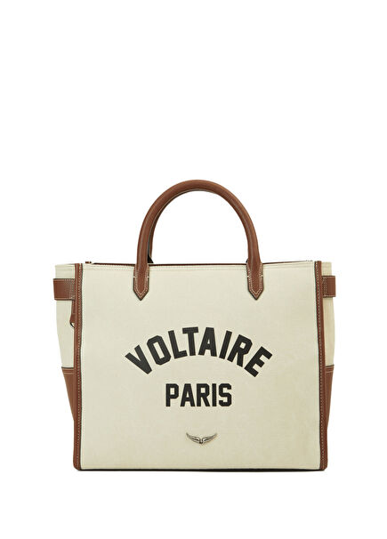 Angel Beyaz Kadın Kanvas Alışveriş Çantası