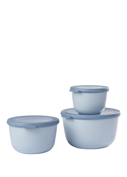 Cirqula Round Light Blue 3-Piece Storage Container Set