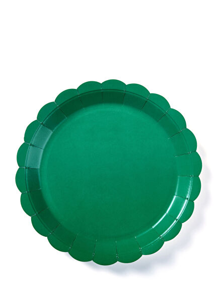 Yeşil Yuvarlak Kağıt 8'li Parti Tabağı