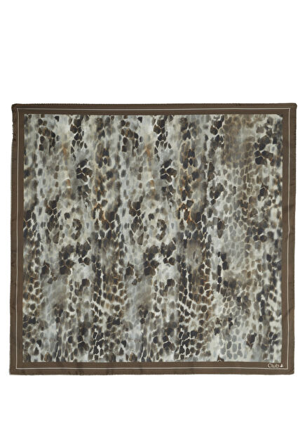 Brown Patterned Silk Scarf