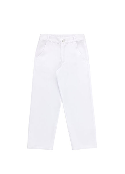 Breeze White Tencel Straight Leg Unisex Kids Trousers