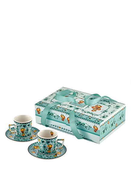 Arancia Turkuaz Porselen Kahve Fincan Seti