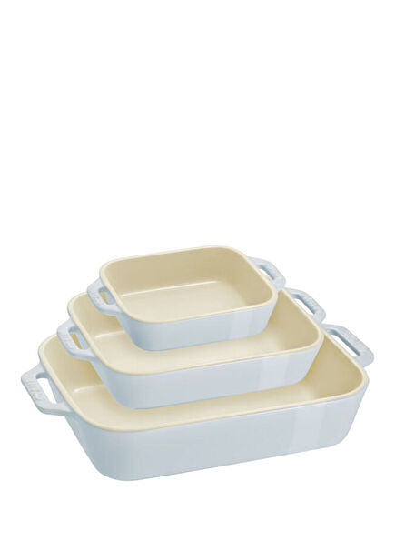 Baby Blue Ceramic Rectangular 3 Piece Baking Dish Set