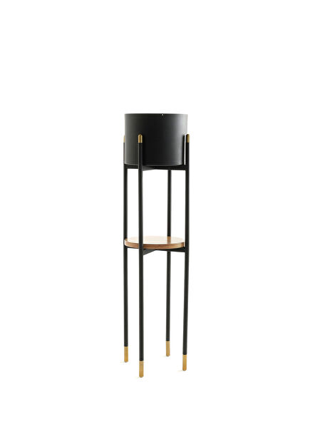 Scorched Black Gold Pot Flower Stand