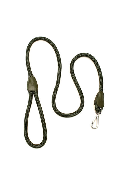 Khaki Paracord and Leather Dog Walking Leash