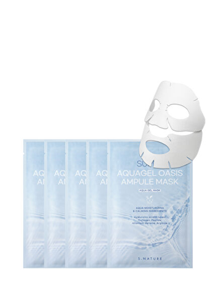 Super Aqua Oasis Ampoule Mask (30ml x 5) - Anti-Dullness and Elasticity Loss 8-Pack Aquagel Mask with Hyaluronic Acid and Peptides