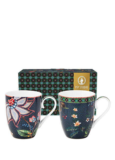 Berry Blues Blue Patterned Porcelain Mug Set of 2