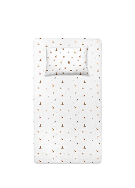 Forest Amigos Pamuk Saten Bebek Lastikli Çarşaf ve Yastık Kılıfı Seti 70 x 140 cm + 35 x 45 cm