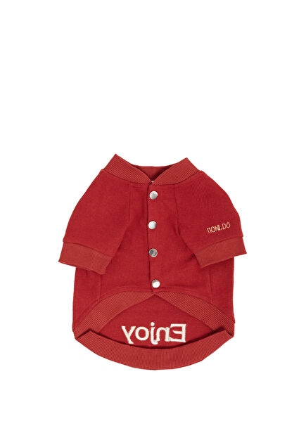 Monido Enjoy Red Dog College Jacket with Slogan