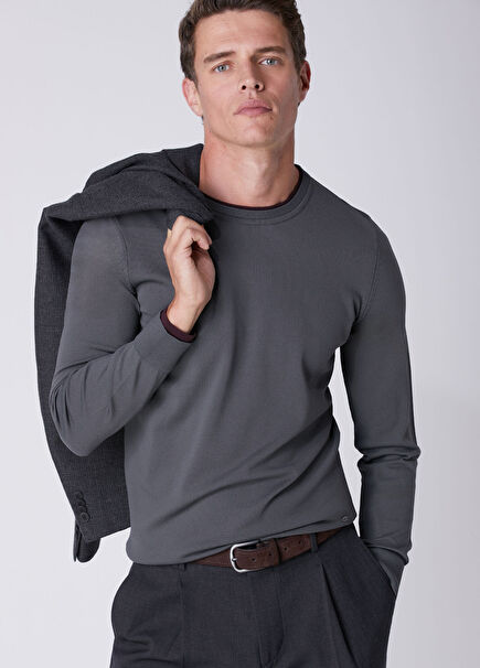 Anthracite Contrasting Color Detail Sweater