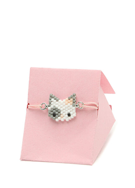 Grey Cat Detailed Girl's Miyuki Bracelet