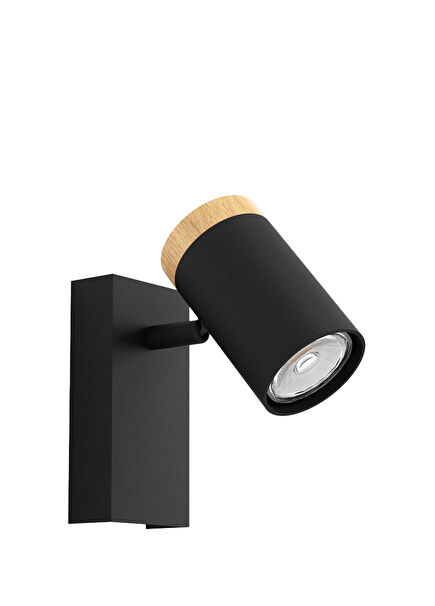 Cartagena Siyah Çelik Ahşap İç Mekan Spot Lambası