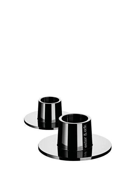 Shiny Black Metal 2-Pack Candle Holder