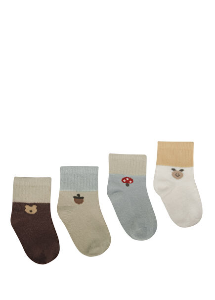 Mushroom Yenidoğan Unisex Bebek 4'lü Çorap Seti