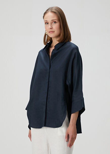 Power Navy Linen Shirt