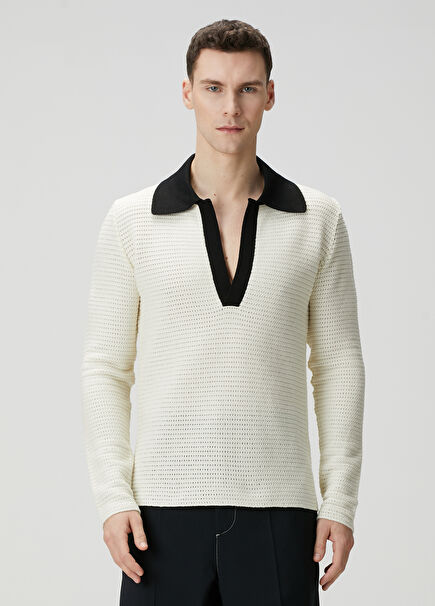 Black White Polo Sweater