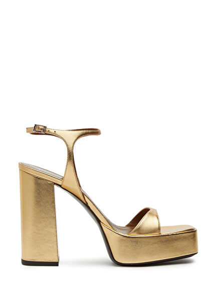 Biarritz Gold Deri Topuklu Sandalet