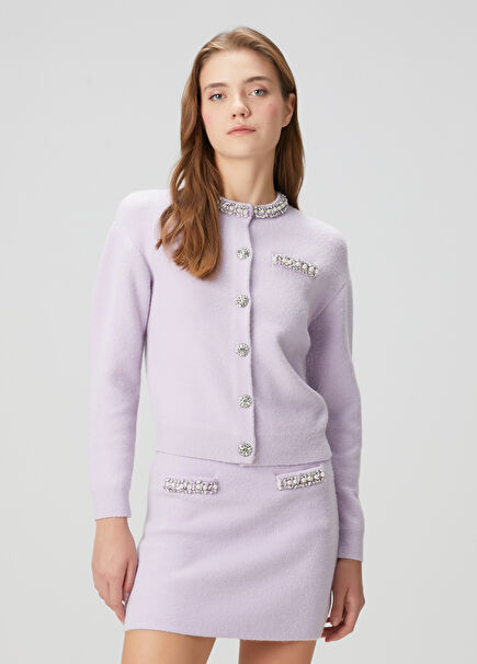 Lilac Embellished Cardigan