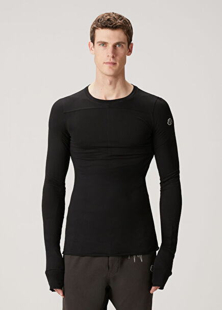 Siyah Dekoratif Dikişli Kazak