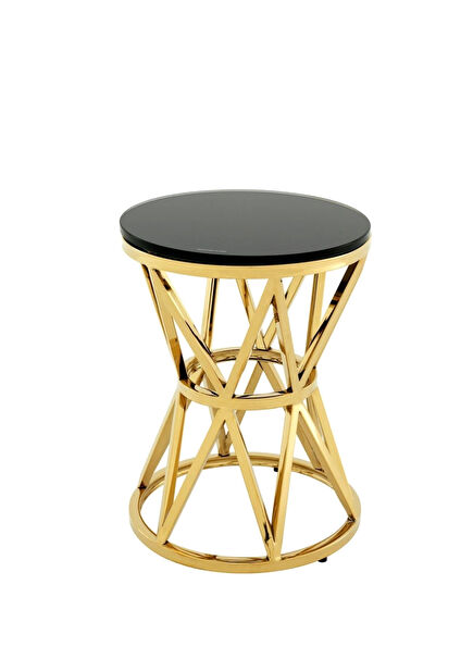 Domıngo Altın Rengi Cam Yan Sehpa