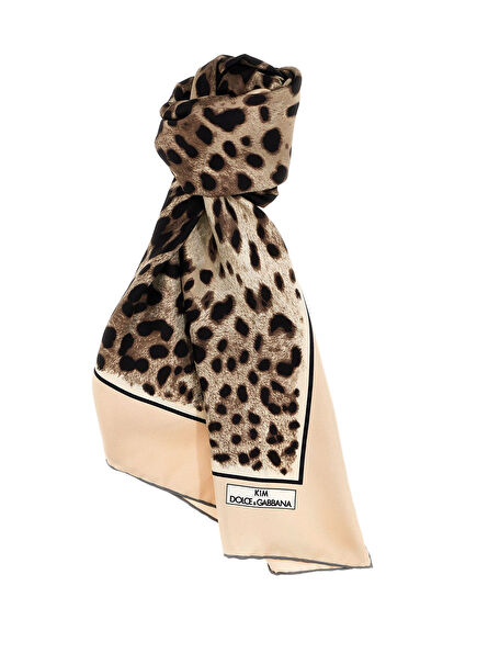 Leopar Desenli Logolu Kadın Şal