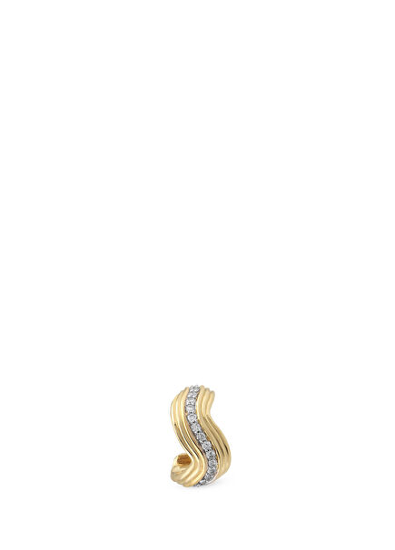 Wave Ear Cuff 14K Gold Diamond Cartilage Earrings