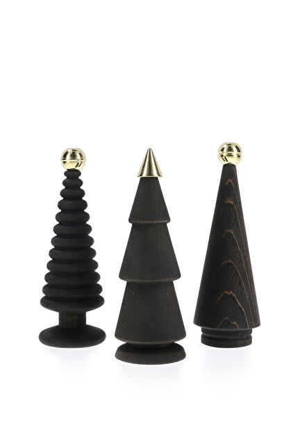 Rice Detailed Decorative Wooden Christmas Tree Set