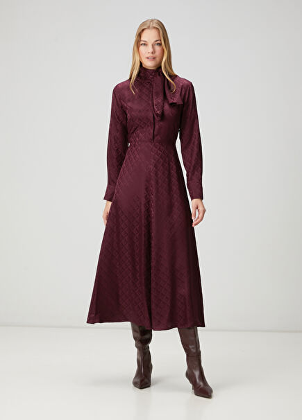 Plum Jacquard Silk Shirt Dress