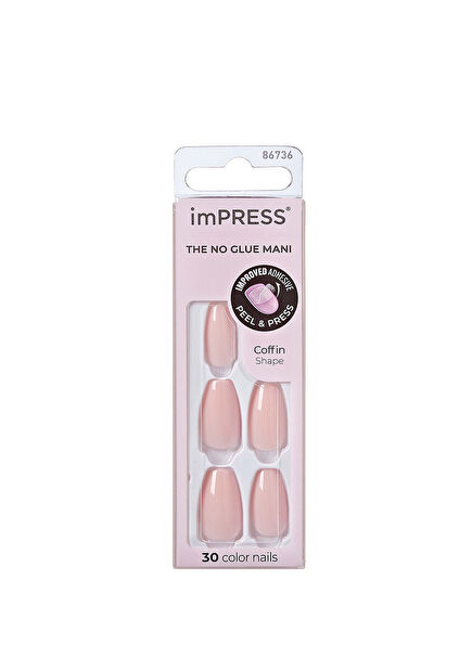 Color Nude Pink Self-Adhesive Long Fake Nails
