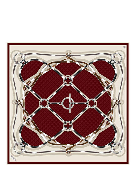 Marin Monogram Desenli Twill İpek Kadın Eşarp