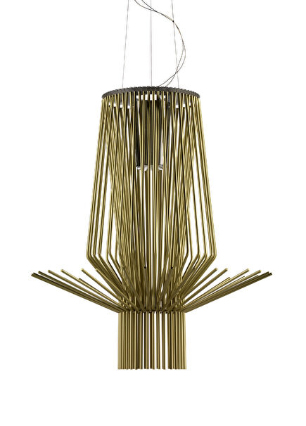 Allegretto Assai Led Gold Color Aluminum Pendant Chandelier