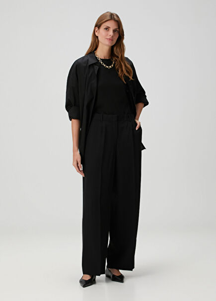 Siyah Wide Leg Pantolon
