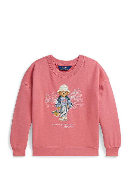 Pink Logo Detailed Girls' Sweatshirt