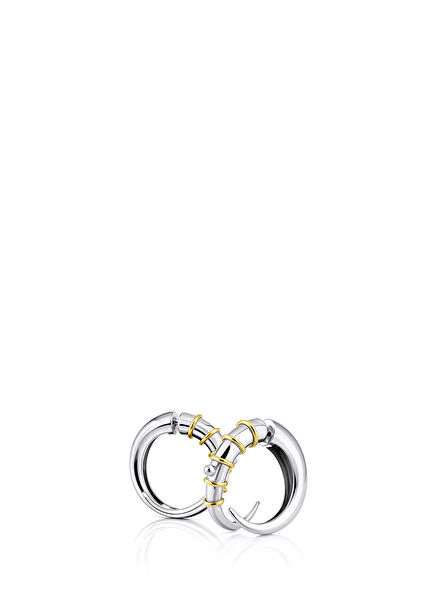 Cycle Hoop Rhodium Plated Women's Hoop Earrings
