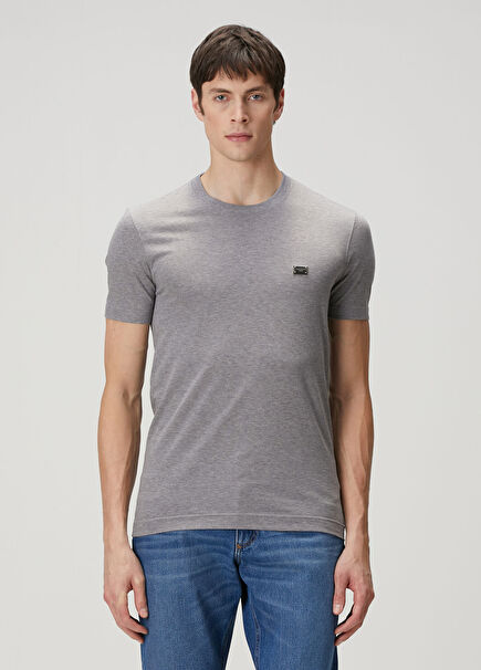Gri Logo Detaylı T-shirt