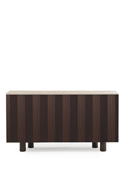 Tagg Travertine Tabletop Dark Wood Console