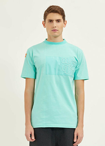 Uru City Regular Fit Turquoise Logo Printed T-shirt