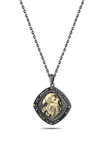 Engraved Eagle Erkek Altın Kolye