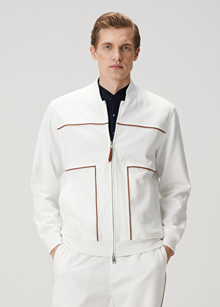 White Decorative Stitched Sweatshirt