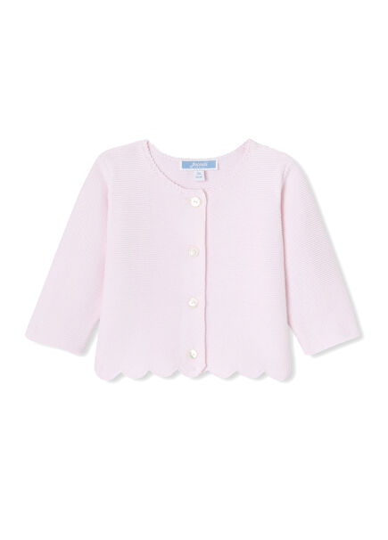 Pembe Taraklı Taban Düz Örgü Kız Bebek Hırka