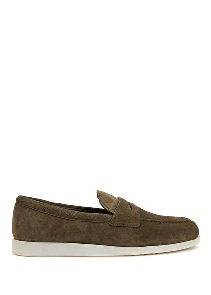 Khaki Men's Suede Loafers