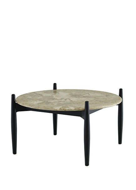 Caffe Latte Mermer Tablalı Ahşap Orta Sehpa